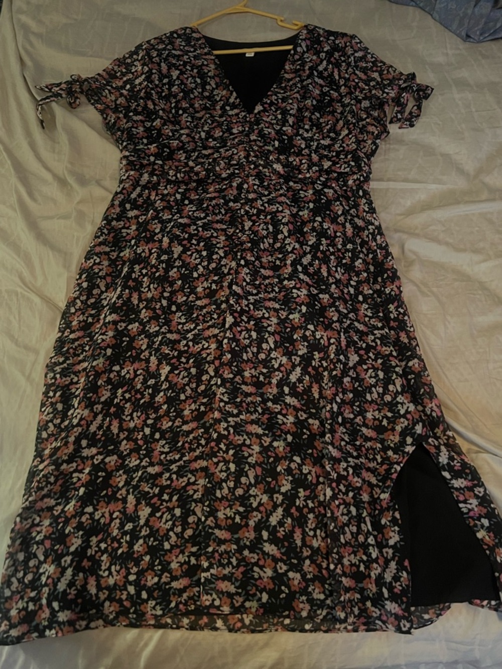 Bar III XXL black floral milkmaid midi dress Whimsygoth fairycore wedding guest - Picture 2 of 11